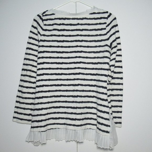 Anthropologie Postmark Striped Textured Sweater Top Black White Striped Medium - Picture 4 of 11
